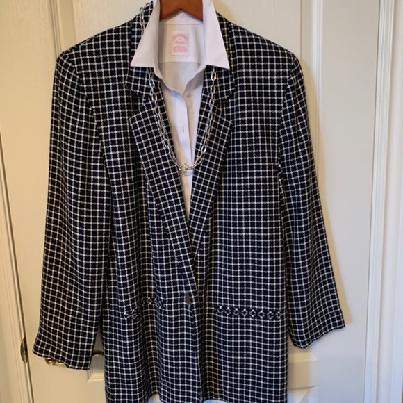 Single Breasted Black and White Checkered Jacket - size 6 - Picture 5 of 10